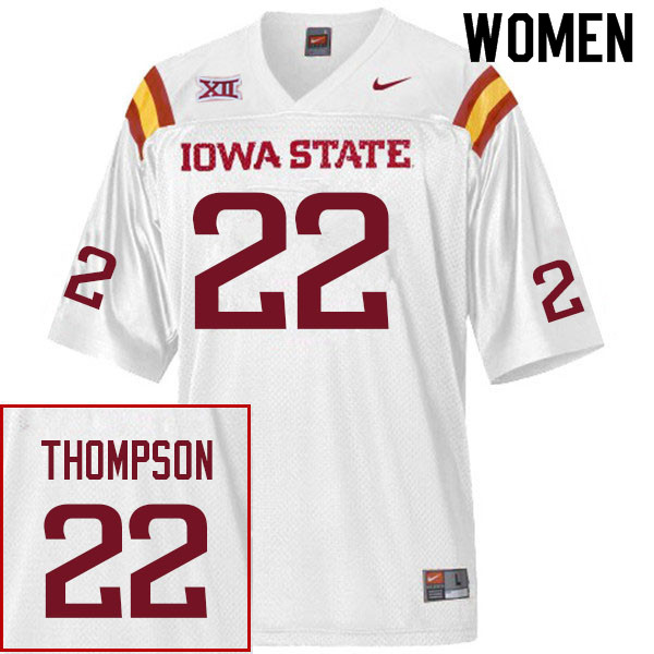 Women #22 Blake Thompson Iowa State Cyclones College Football Jerseys Sale-White - Click Image to Close
